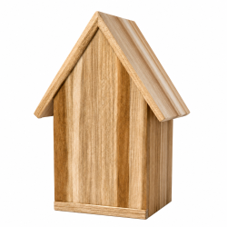 Elegant TEAK TR�S fuglehus i b�redygtigt teaktr� med �32 mm indflyvningshul og praktisk udtr�kkelig bund