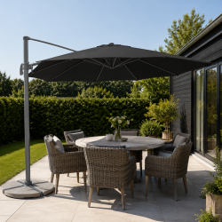 Bilbao lux H�ngeparasol �3,5 M. med tilt og "drejefod" som kan skygge for en lavh�ngende sol. 100% 
