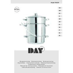 Alsidig saftkoger 8L i rustfrit stl 3 sektioner med lg og damphul inkl silikoneslange og klemme