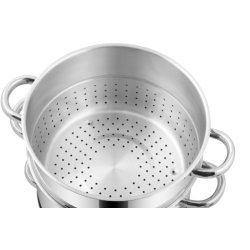 Alsidig saftkoger 8L i rustfrit stl 3 sektioner med lg og damphul inkl silikoneslange og klemme