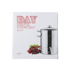 Alsidig saftkoger 8L i rustfrit stl 3 sektioner med lg og damphul inkl silikoneslange og klemme