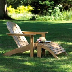 Amerikansk gold teak dkstol - inkl. fodskammel model: Adirondack