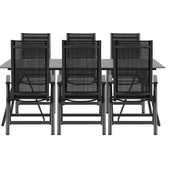 Havem�bels�t med stort bord inkl. 6 stk. 5-positons stole. Model: Atlanta - Ingen vedligeholdelse!