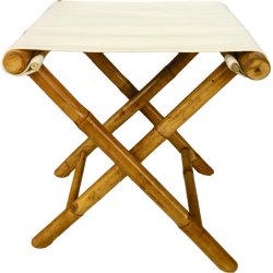 Bambus skammel med natur canvas sde. Foldbar.