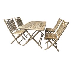 Elegant Bambusst med Bord og 4 Stole - Skab Dit Drmme spisebordsst