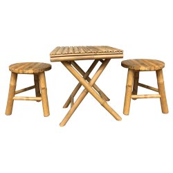 Lille bambus s�t - bord og to stole 