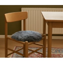 Sittdyna i �kta lammskinn rund storlek Diamter 37 cm. - v�lj f�rg