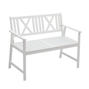 Havebnk 2 -pers. model Carlo fra Dacore - Akacietr - Hvid - 113x58x89 - KVALITETS BNK FRA DACORE!