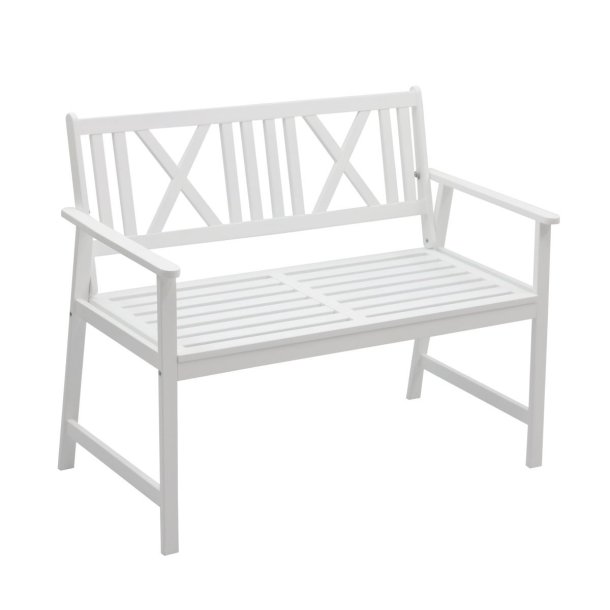Havebnk 2 -pers. model Carlo fra Dacore - Akacietr - Hvid - 113x58x89 - KVALITETS BNK FRA DACORE!