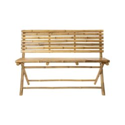 Hndlavet folde bambusbnk 2 personers. I bredygtigt bambus og med krydsben. 