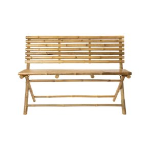 Hndlavet folde bambusbnk 2 personers. I bredygtigt bambus og med krydsben. 