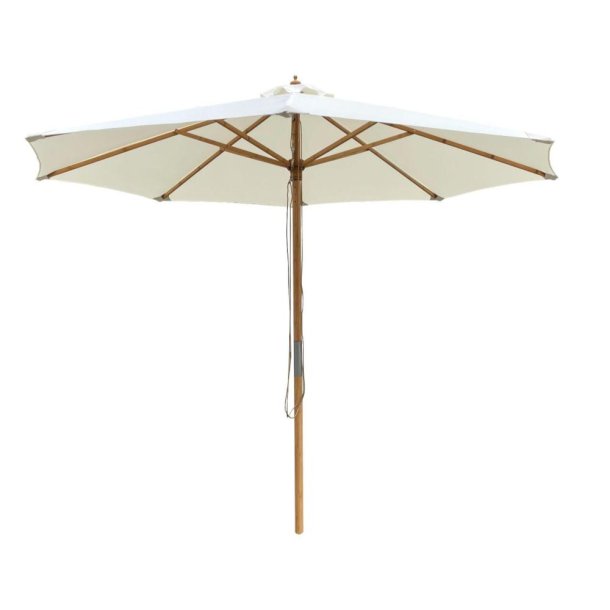 Naturfarvet parasol med bambusstok  3M - Vandtt + Dug har UV30+ solbeskyttelse. Model: Nice
