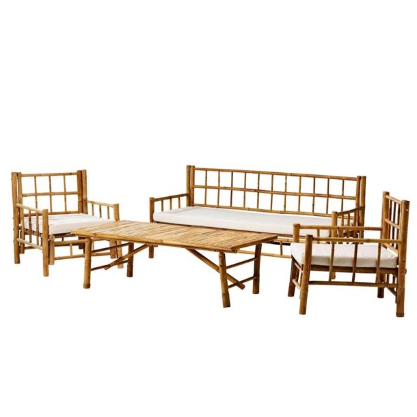 Bambus stort loungest - bord, 2 stole og en sofa - Model: Natalia