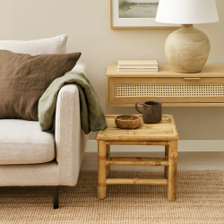 Bambus Skammel/sidebord 38x38cm. hjde 32cm