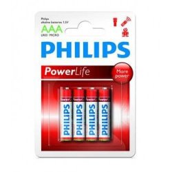 Phillips powerlife AAA Batterier - vlg pakke med 4 eller 12 batterier