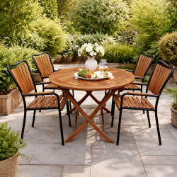 Eva / Boston runt terrassset med 4 - v�lj f�rg p� stolen