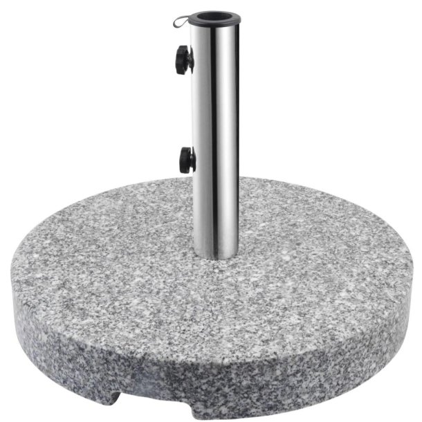 Rund granit parasolfod med hjul og udskret hndtag - 40 kg