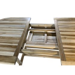 Silver teak st med 6 stole + bord 100x180-240 cm med tillgsplade. Jepara Teakst. 