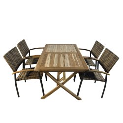Havembelst med teak bord 135X85og stole i UV-beskyttet polyrattan - Model Era