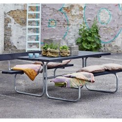 Bordbnkest 6 personer - metalstel og grundmalet tr - med et rygln - vlg farve