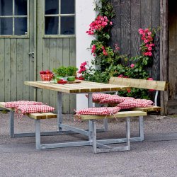 Bordbnkest i tr til 7 personer med et rygln - Vlg farve