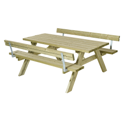 Klassisk bordbnkest i tr med rygln til 6 personer