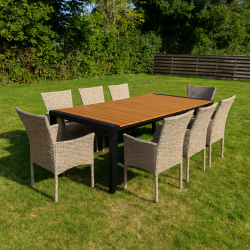 Johan enormt familjeset med utdragbart bord - 8-10 personer - UV-beskyddad polyrotting