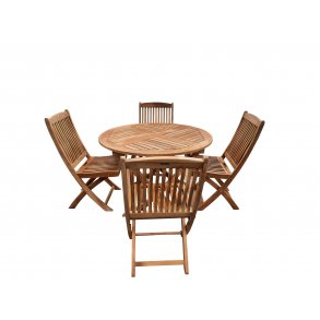 Terrassest med 4 stole og foldbart bord BOSTON TEAK