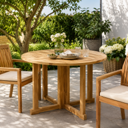 Runt fj�rilsbord i teak - Modell Isabella