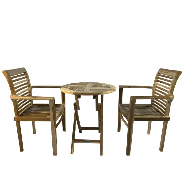 Cafes�t med stabelstole (2pers) �:66 cm Model: Lombok/mondena 