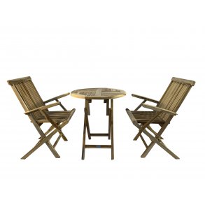 Hopfllbart cafset i silverteak - stolar med armstd. 66cm modell: Mondena