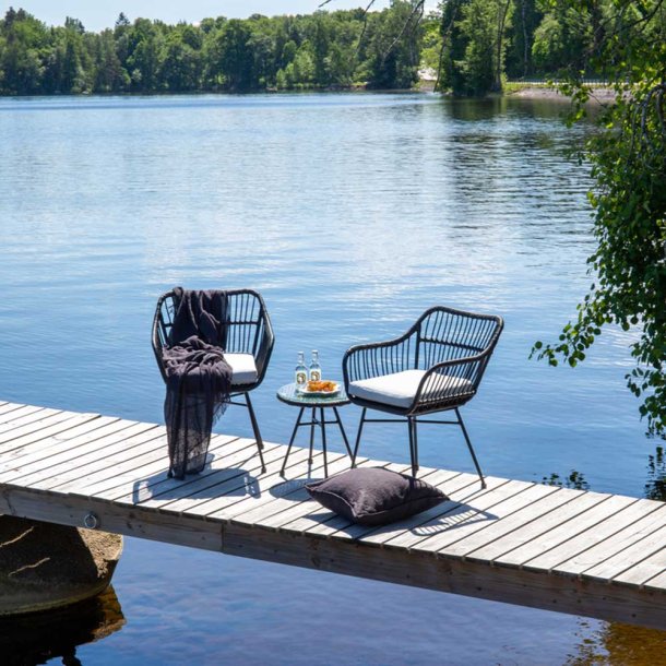 Underhllsfritt cafset med bord och 2 stolar inkl. all weather kuddar - Vlj frg