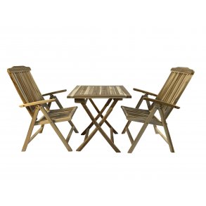 Ihopfllbart cafset i silverteak (2pers) 70x70cm modell: Mondena / Bounty
