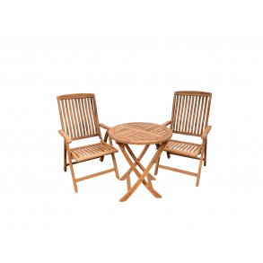 Fllbart runt cafset med 2 st. position stolar - BOSTON GOLD TEAK