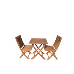 Cafest med 2 stk. foldestole uden armln. BOSTON GOLD TEAK