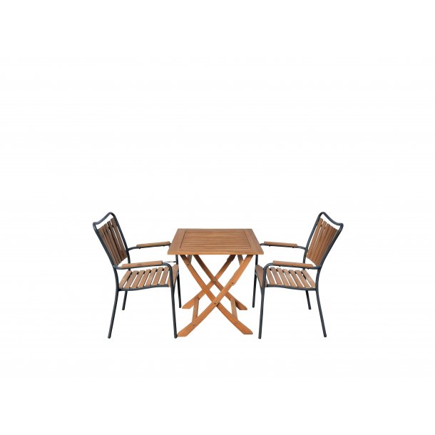 Eva/Boston kvadratisk cafst med 2 stole - Vlg stolens farve