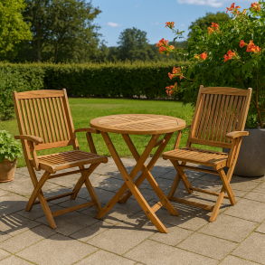 Boston cafset - Stolar med armstd och runt hopfllbart cafbord 70