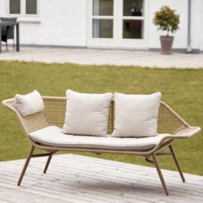 Charlie 2 personers loungesofa med stel i metal og flet i rattan inkl. hynder