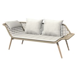 Charlie 2 personers loungesofa med stel i metal og flet i rattan inkl. hynder