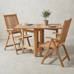 Foldbart Julia balkons�t i gold teak - Butterflybord med Julia 5-positionsstole - 2 personer - Perfekt til terrasse eller altan!
