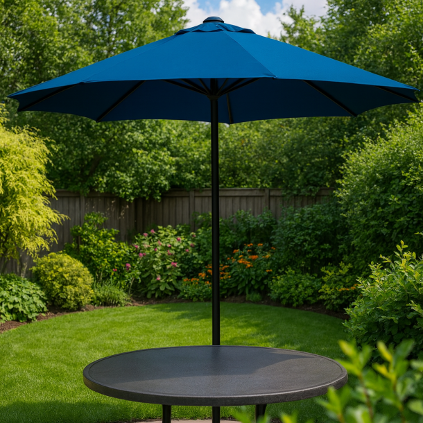 Markedsparasol - �: 3 m - m/ Tilt. V�lg farve - Vandt�t + Dug har UV30+ solbeskyttelse. Mod. Sevilla Bl&aring;