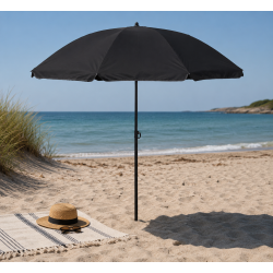 Praktisk strandparasol �180 cm � Parasol med solidt metalr�r - F�s i flere farver