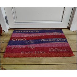 Farverig geografisk drmtte i kokos og pvc, 40 x 70 cm - Tler alt vejr 