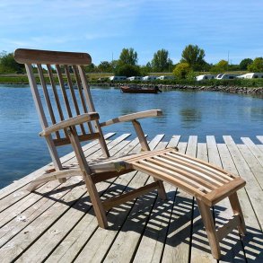 Dkstol Teak - Nova. Inkl. fodskammel og 4 positioner ryg