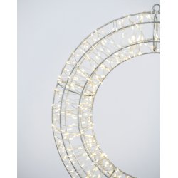 Dekorativ krans med 720 mikro-LED, gennemsigtig ledning, IP44 adapter, dobbelt timerfunktion 38 cm