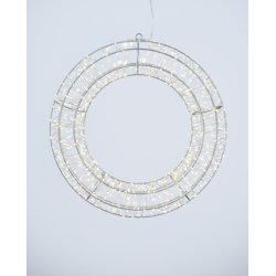 Dekorativ krans med 720 mikro-LED, gennemsigtig ledning, IP44 adapter, dobbelt timerfunktion 38 cm