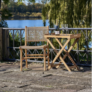 Karl Spisebordsstol uden armln med natur rattansde. KVALITETS STOL I TEAK!!