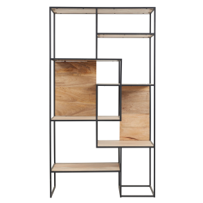 Tessa bokhylla i svart metall och mangotr - 40x100x180