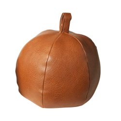 Drstopper i PU - lder - Kugle - 17 cm. Vlg farve Cognac eller mrkebrun