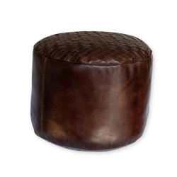 Eksklusiv rund puf i GTE bffellder med flettet top 50 x H40 cm.